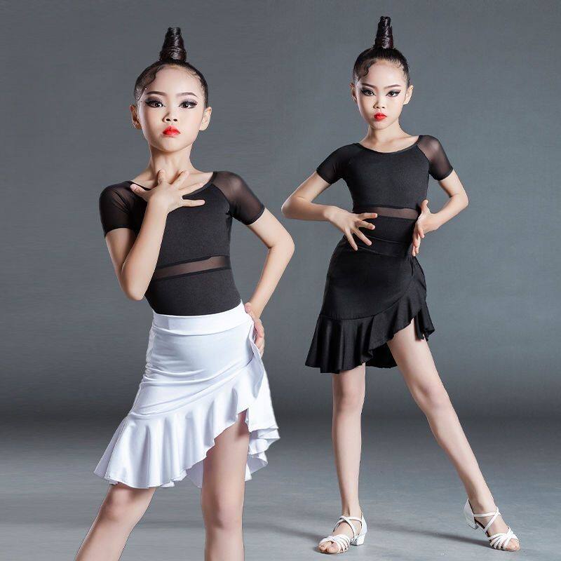 六一儿童拉丁舞夏季分体舞蹈女童练功比赛少儿服装套装新款表演服