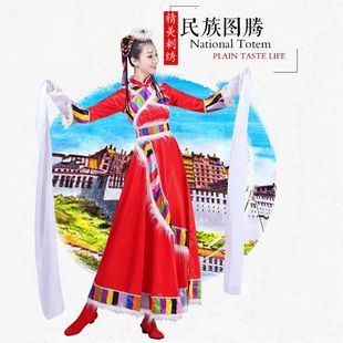 女藏族表演服 藏袍藏族舞蹈服装 新款 藏族演出服女藏族成人儿童水袖
