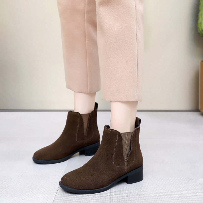 2025新款秋冬季平底浅口单鞋牛皮懒人鞋舒适工作鞋大码时尚磨砂