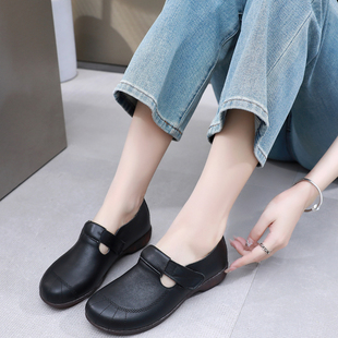 牛皮懒人鞋 平底浅口单鞋 舒适工作鞋 大码 漆皮43 2025新款 时尚 四季