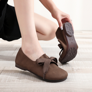 牛皮懒人鞋 平底浅口单鞋 舒适工作鞋 大码 漆皮3243 2026新款 时尚 四季