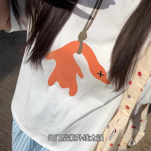 会变色烤鸭t恤儿童夏季纯棉短袖衣服温感紫外线遇太阳光有趣上衣