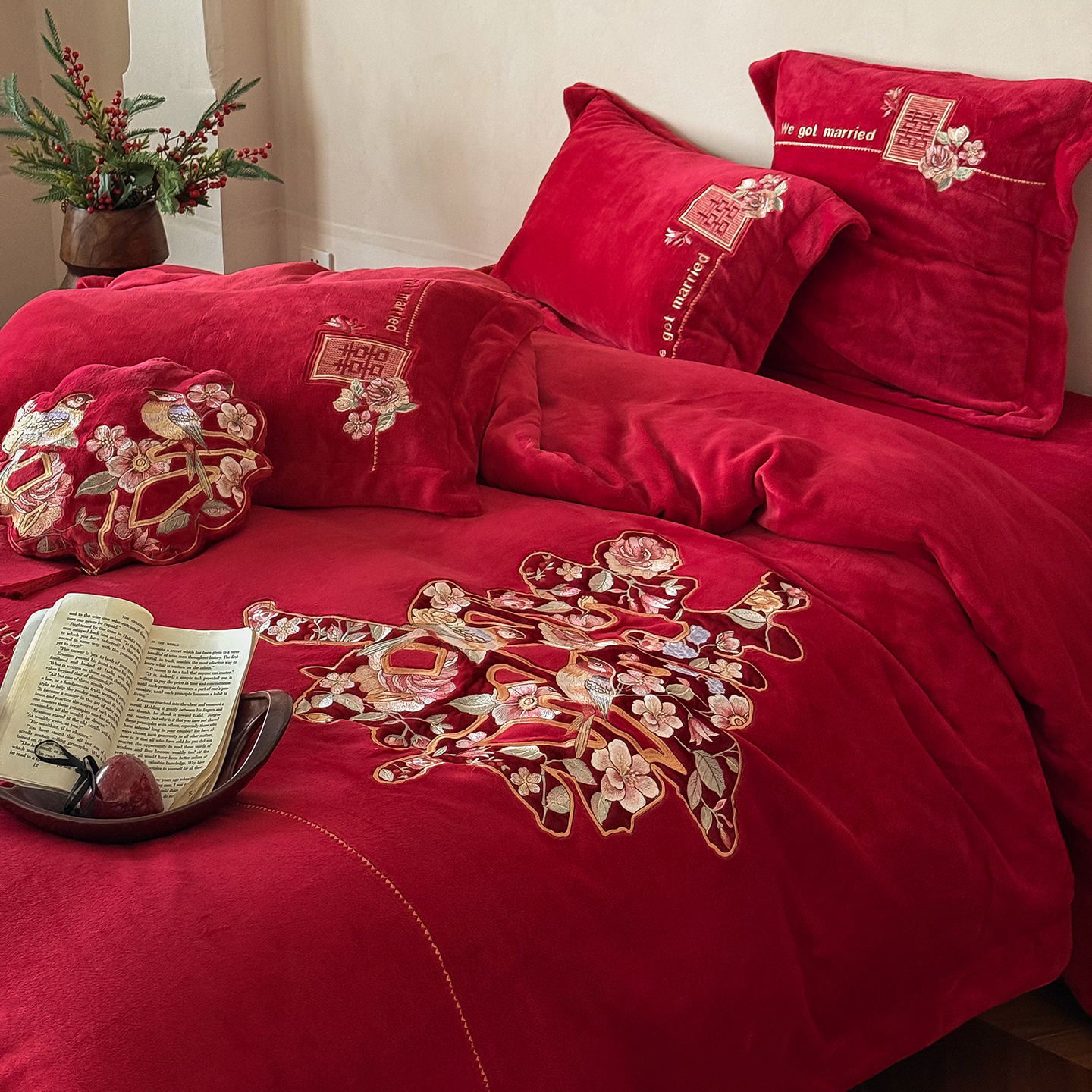 00后结婚推荐牛奶绒婚庆四件套