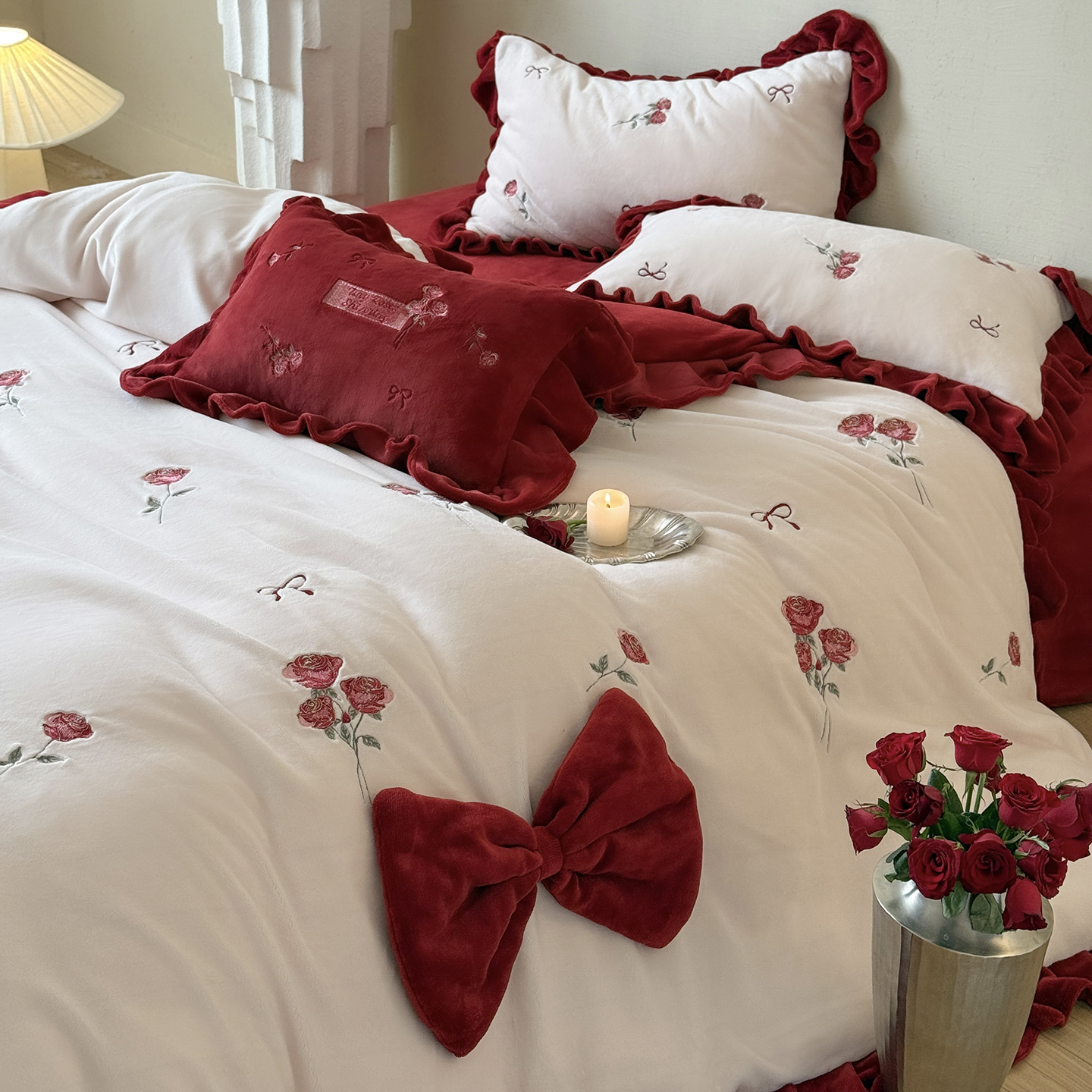 00后备婚牛奶绒四件套加厚被套罩