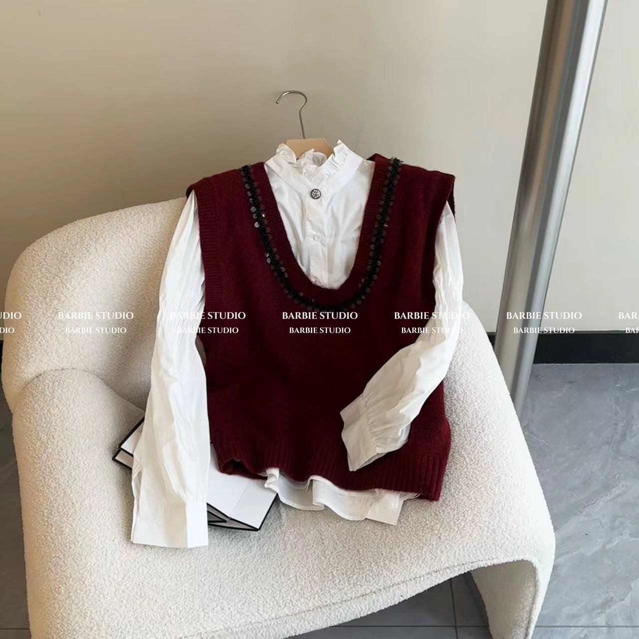 Siyu Studio【一眼万年】新年拜年服百搭时尚衬衫马夹两件套6156