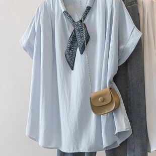 拼接短袖t恤女夏季新款宽松显瘦百搭上衣女一件包邮跨境亚马逊