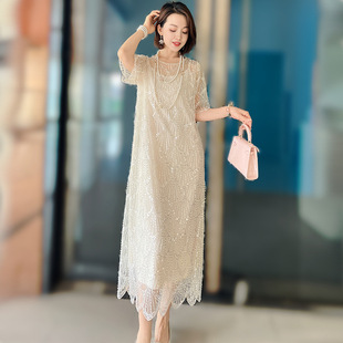 连衣裙裙子女夏两件套大版宽松A版长裙遮肉显瘦气质长裙-9095