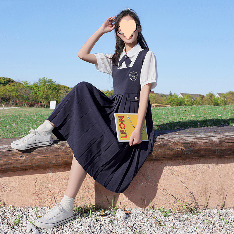 高初中学生背带裙套装夏季2025年新款学院风少女夏装连衣裙两件套
