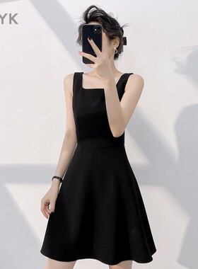 宴会高级感2025夏新款无袖小黑裙小个子连衣裙生日礼服女日常可穿