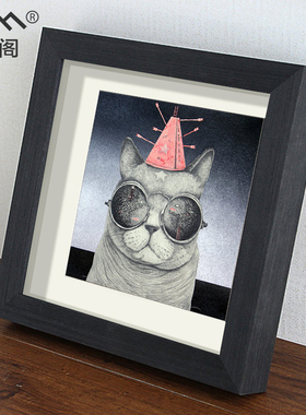 黑色立体像框正方形衍纸画粘土收纳展示相框标本框电表箱画框定制