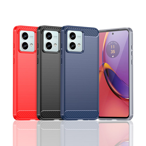 适用Moto G84手机壳Motorola G84简约拉丝碳纤维纹防滑防指纹全包边防摔保护套软壳