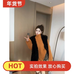 五折福利。 新款韩版宽松休闲圆领长袖针织毛衣女上衣潮