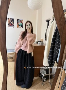 针织毛衣开衫 韩国东大门2025冬季 100%兔绒圆领长袖 韩版 外套潮 新款