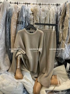 新款 直筒半身裙套装 韩版 毛衣 潮 宽松休闲圆领套头针织衫 2025冬季