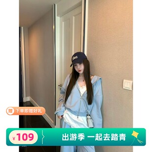 新款 套装 韩版 抽绳卫裤 潮 宽松百搭休闲连帽卫衣女简约时尚 2026春季