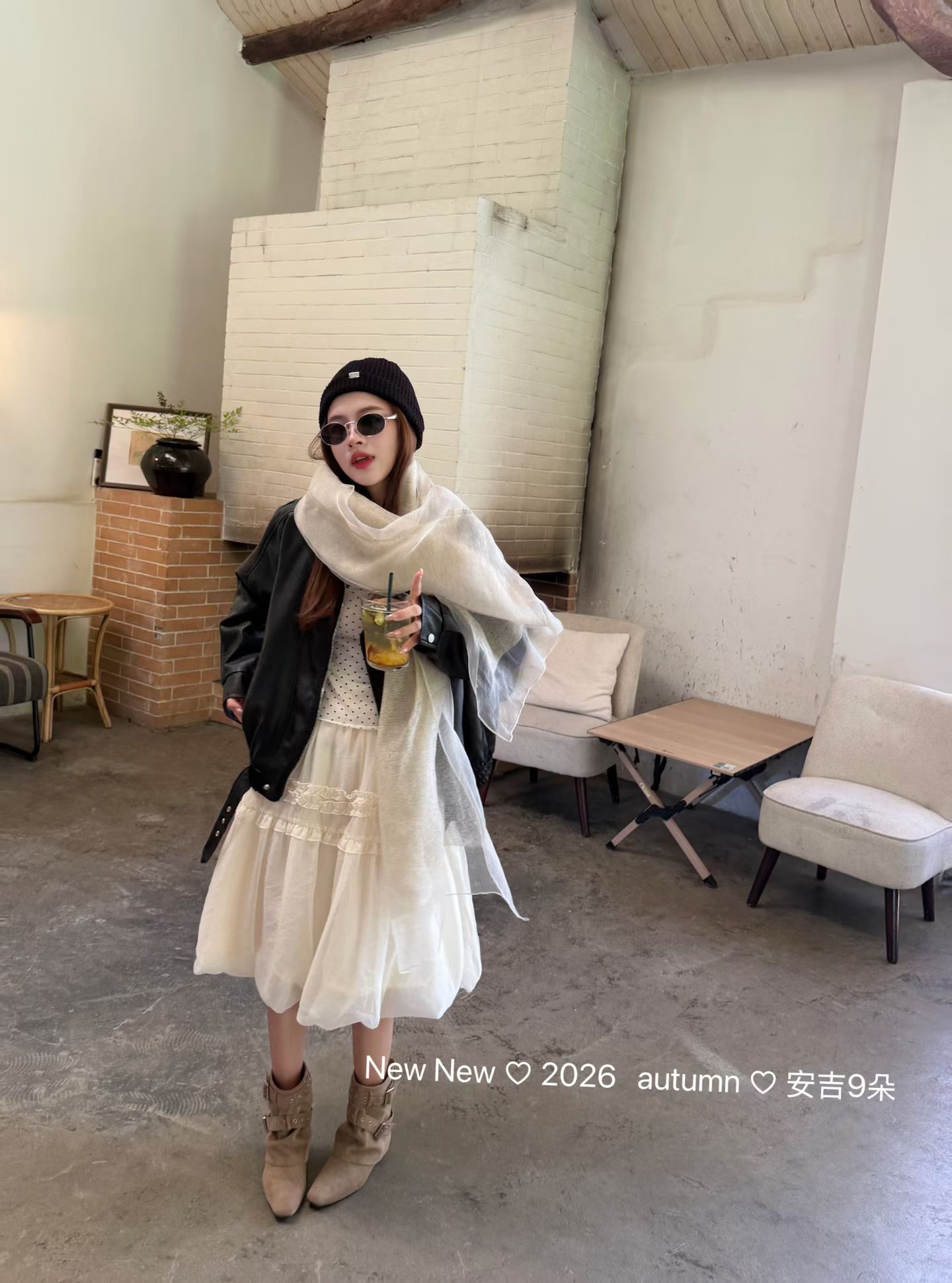 九月家 正品2026秋季新款韩版宽松百搭时尚洋气翻领中长款皮衣潮