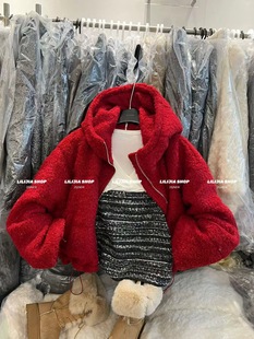 宽松连帽拉链羊羔毛外套90白鸭绒国际标羽绒服潮 韩版 2025冬季 新款