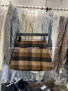 宽松休闲高腰显瘦格子毛呢半身裙短裙 韩版 韩国东大门2025冬季 新款