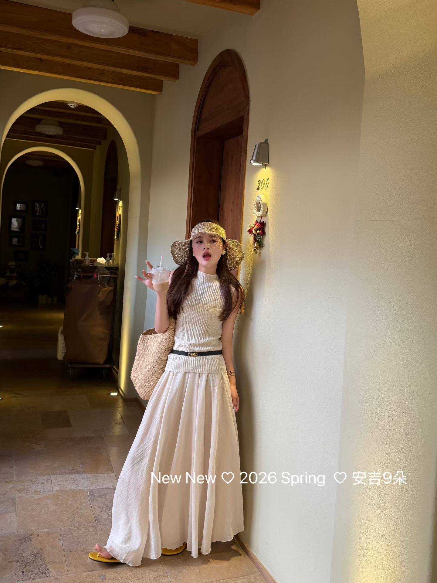 正品实拍2026夏季新款修身显瘦配腰带针织背心+中长款半身裙套装