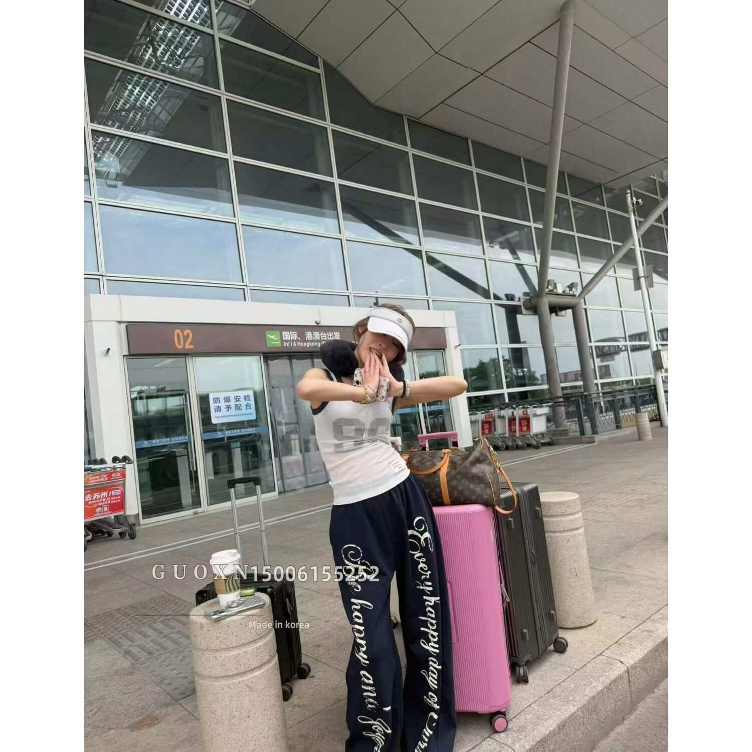 五折福利。 款韩版修身显瘦拼色字母背心+松紧腰休闲裤套装