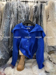 针织开衫 韩国东大门2025冬季 宽松高领可拉一字领时尚 韩版 毛衣 新款