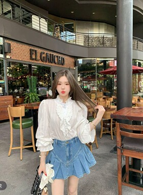 2026春季新款韩版宽松百搭蕾丝拼接衬衫女简约时尚长袖衬衣上衣潮