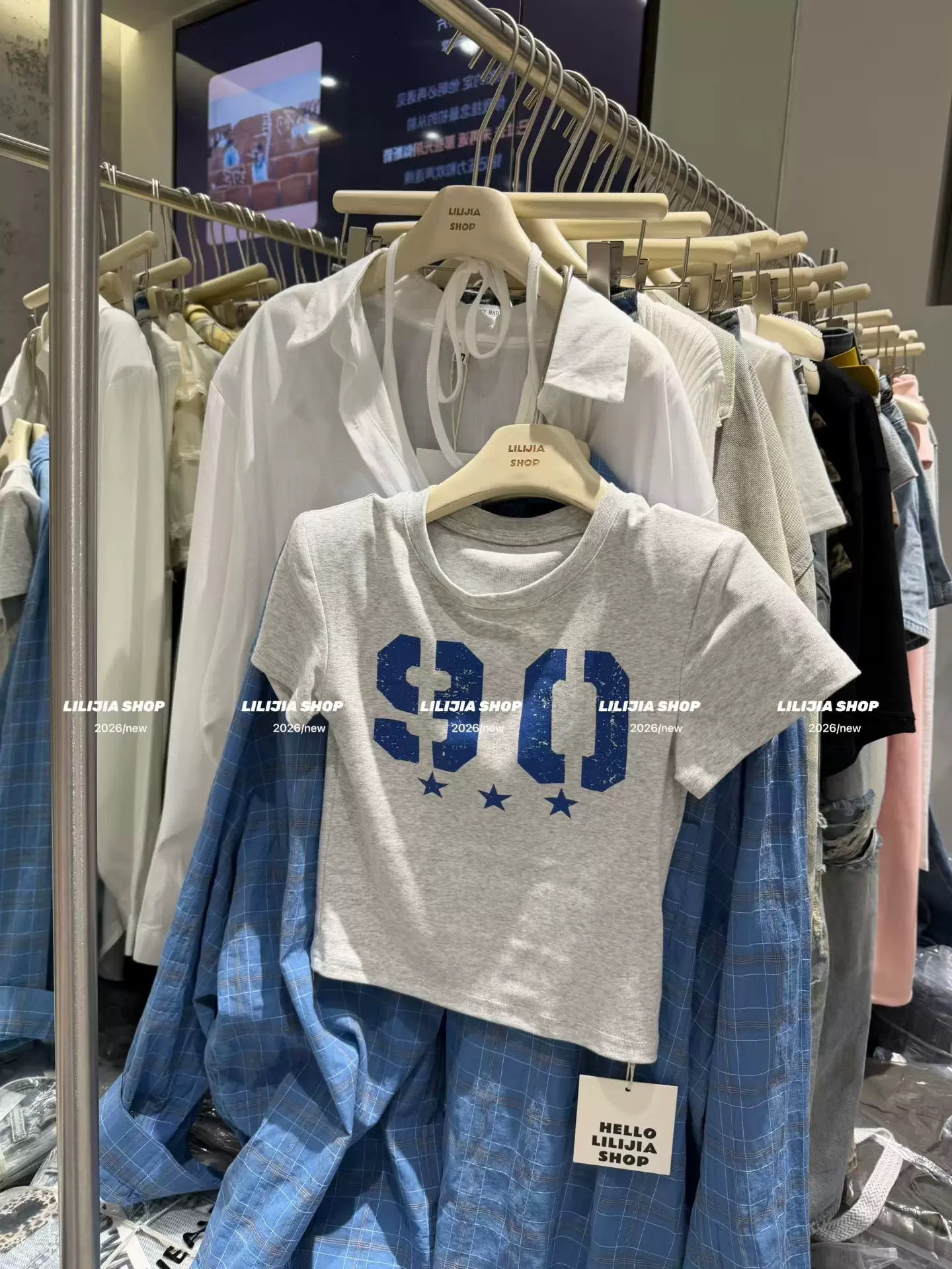 正品实拍2026新款韩版时尚百搭显瘦气质简约字母短袖T恤女上衣潮