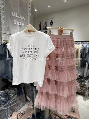 2026春夏新款韩版宽松字母印花垫肩洋气短袖T恤百搭休闲上衣潮ins