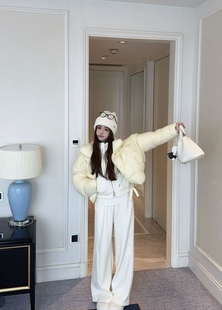 女2025冬季 阔腿裤 新款 宽松卫衣 两件套 韩版 泡菜订制连帽加绒套装