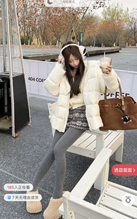 外套 新款 云朵大被子黑色白色中长款 连帽毛领羽绒服外套女2925冬季