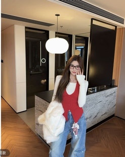 打底衫 2025冬季 显瘦挂脖洋气不规则设计感内搭针织衫 修身 上衣 新款