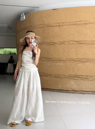 正品实拍2026夏季新款韩版时尚百搭显瘦抹胸女配休闲裤套装两件套