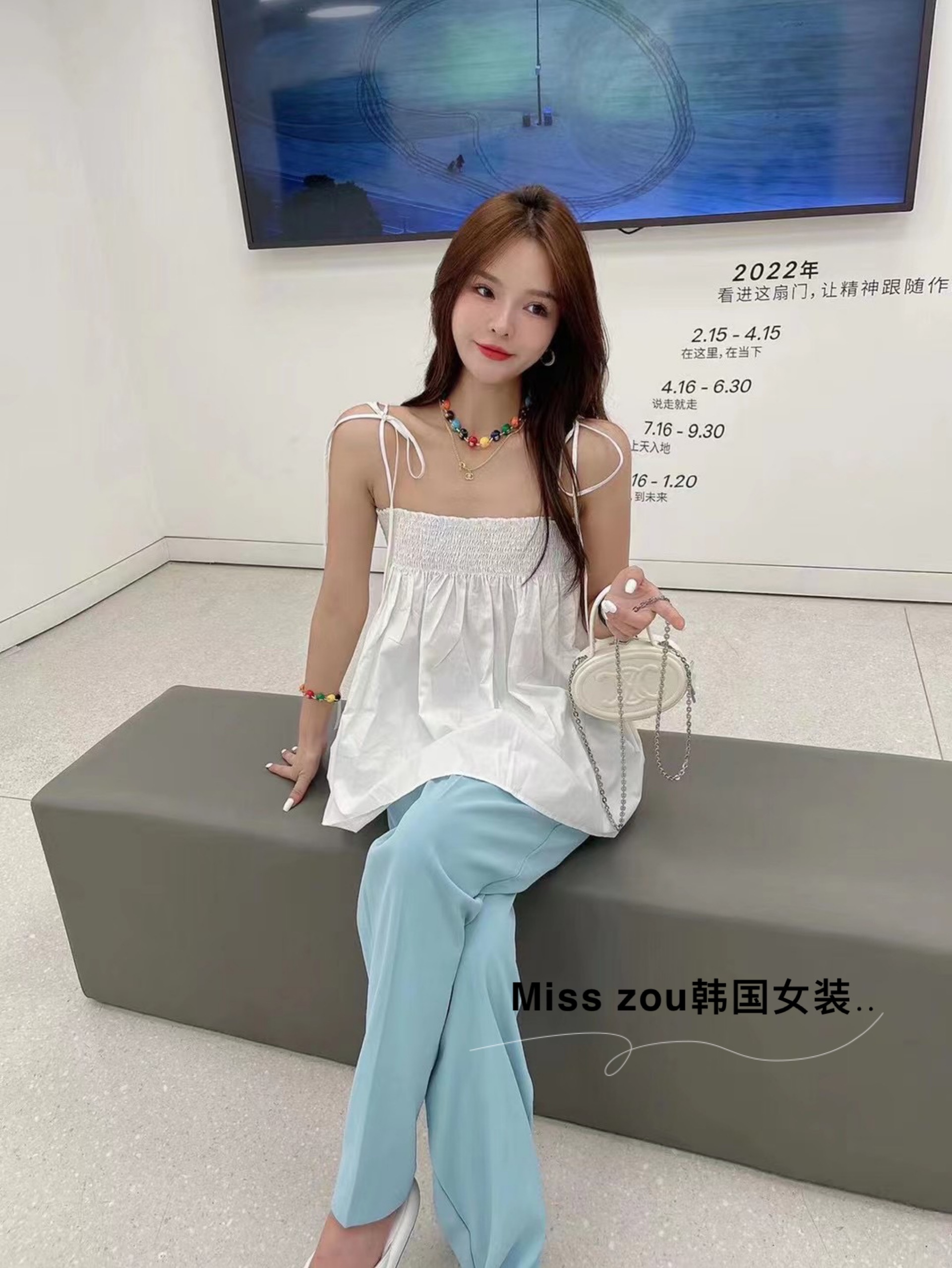 2025夏季新款韩版宽松减龄系带白色吊带裙摆洋气百搭无袖背心上衣