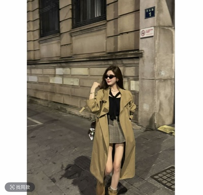 2025秋季新款韩版宽松时尚百搭显瘦翻领长袖风衣女休闲通勤外套潮