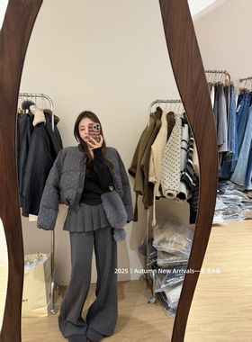 泡菜订制波点羽绒服女2025冬季新款韩版宽松显瘦百搭毛衣短外套潮