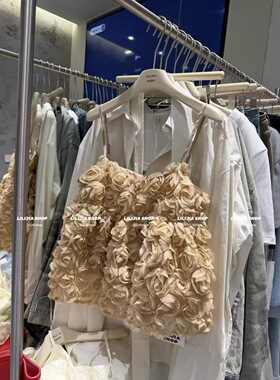2026春夏新款韩版宽松百搭立体花朵吊带背心洋气减龄宽松法式上衣