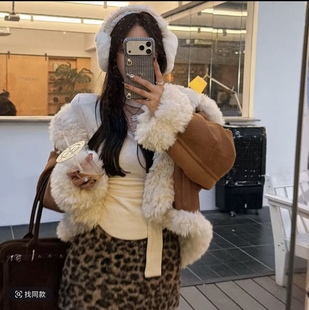 宽松显瘦百搭加厚毛毛上衣 韩版 羊羔毛皮毛一体外套女2025冬季 新款