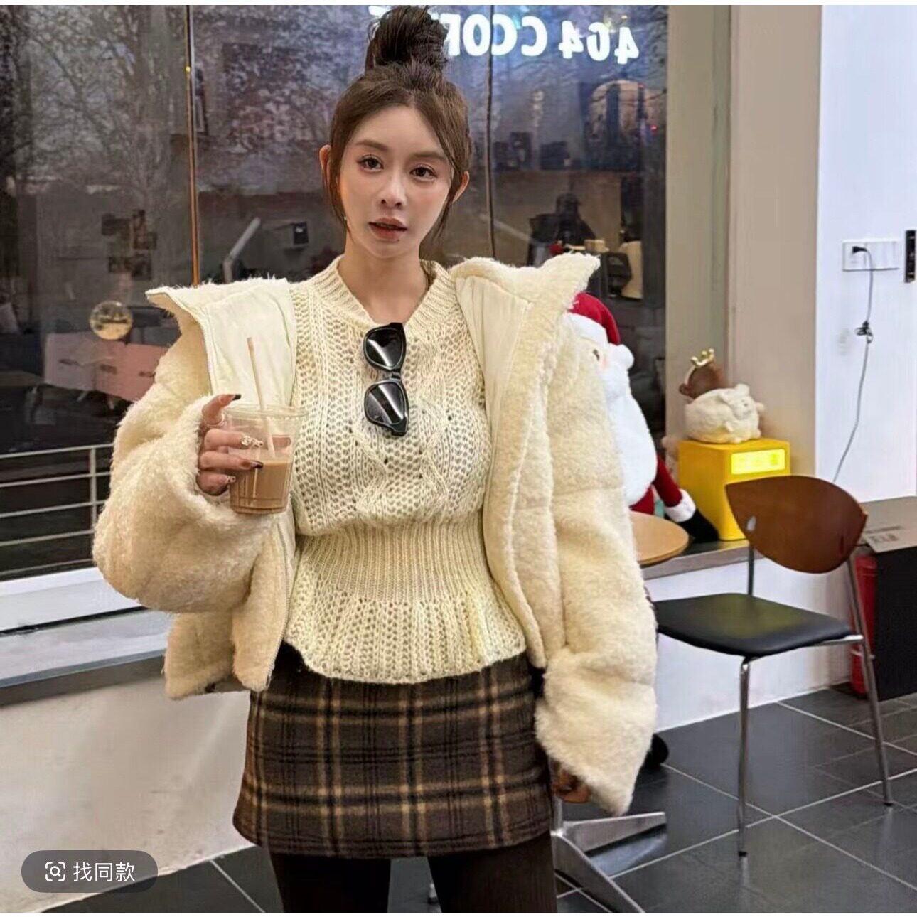 泡菜定制毛衣女2025冬季新款韩版修身显瘦荷叶边显瘦短款针织衫潮