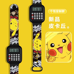 新款 计算机印花手表男女学生党时间日历算数表创意方形电子手表