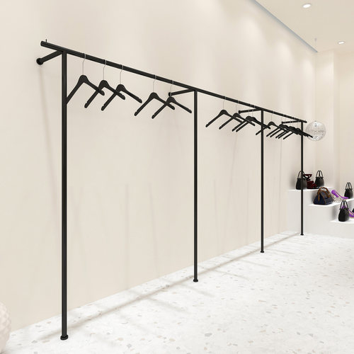 服装店展示架铁艺烤漆男女装店专用落地架哑黑色上墙架陈列架货架