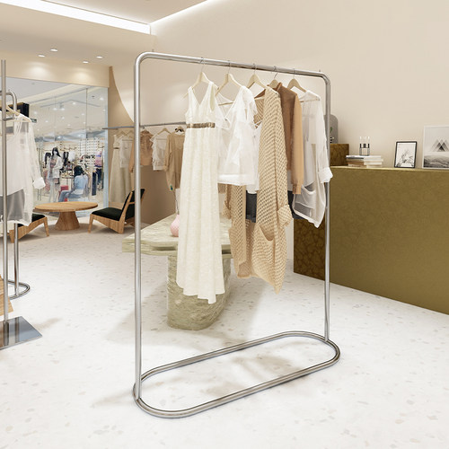 服装店展示架陈列架落地式不锈钢挂衣架中岛侧挂网红女装店货架子