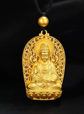 越南沙金观音菩萨像吊坠仿真金男女款项链直播电商工厂供货
