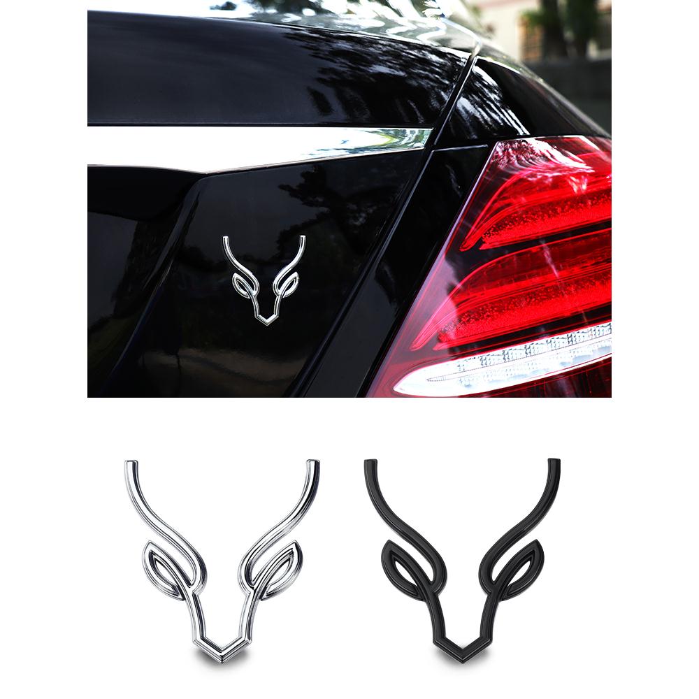 一鹿平安车标个性改装3D立体车贴鹿角创意金属车身贴汽车装饰尾标