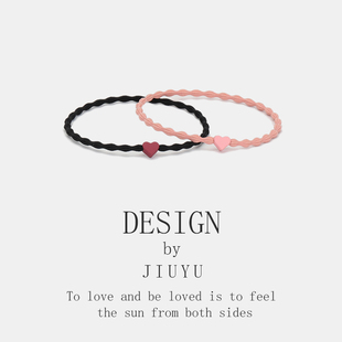 韩版发绳小爱心幸运手链两用橡皮筋马尾少女心可爱送男友头绳