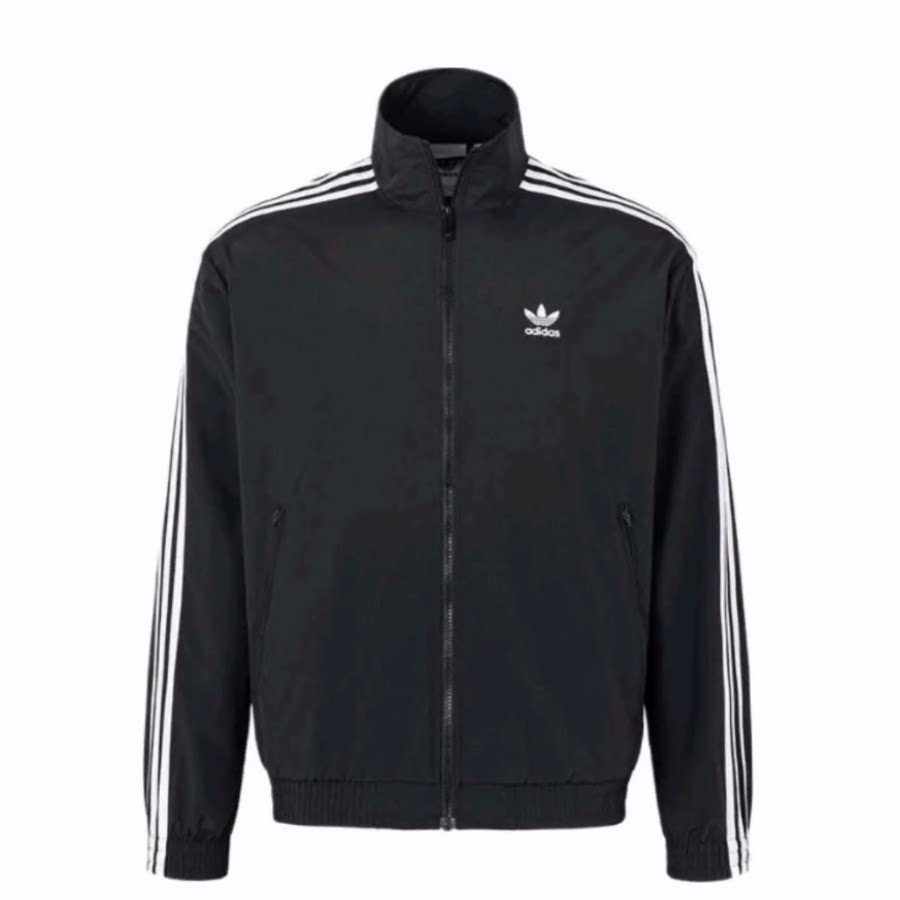 adidas originals 立领 品牌logo夹克 男款 黑色