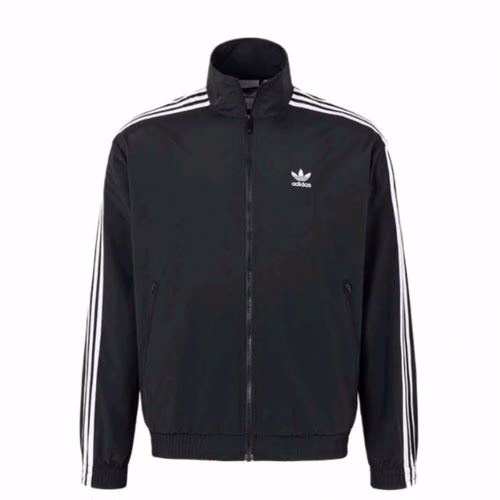 adidas originals 立领 品牌logo夹克 男款 黑色