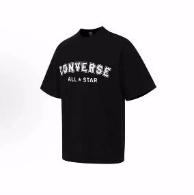 Converse字母印花简约Logo休闲圆领短袖T恤 男女同款
