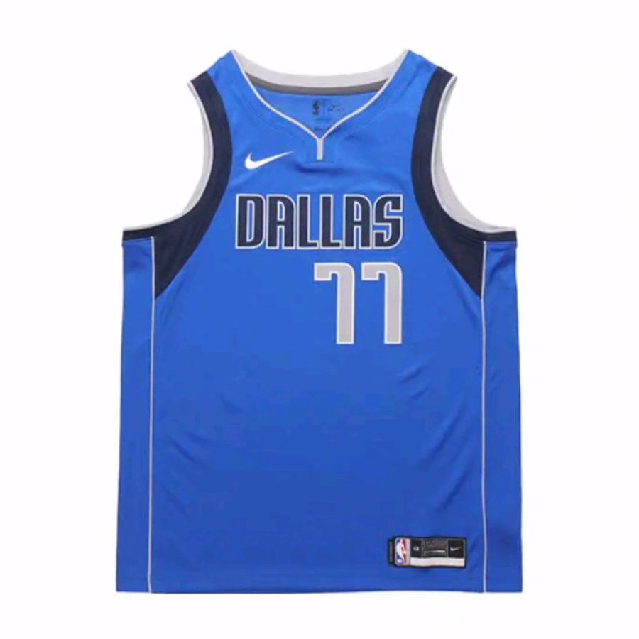 Nike NBA 独行侠队东契奇77号2020-2021赛季篮球背心 男款 蓝色