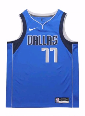 Nike NBA 独行侠队东契奇77号2020-2021赛季篮球背心 男款 蓝色