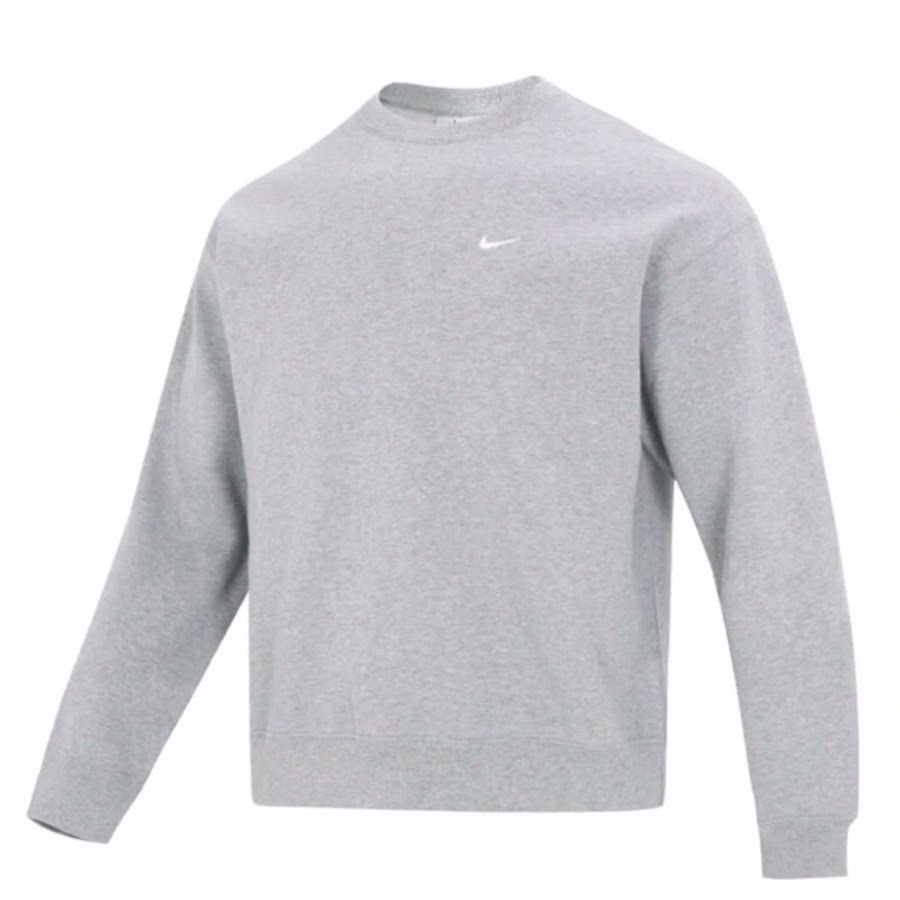 Nike Solo Swoosh 纯色Logo标识圆领套头卫衣 男款 灰色